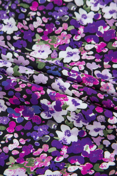 Women's Trendy Purple Boho Floral Blouse with Split V-Neck & Bubble Sleeves - Stylish, Comfortable Fashion Top