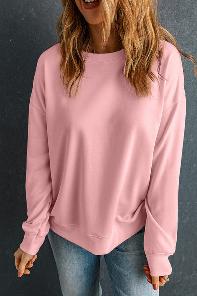 Women's Cozy Pink Classic Crewneck Sweatshirt - Casual Fit for Everyday Comfort and Effortless Style