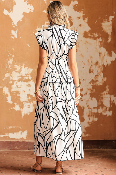Chic Print Halter Tie Waist Wide Leg Jumpsuit