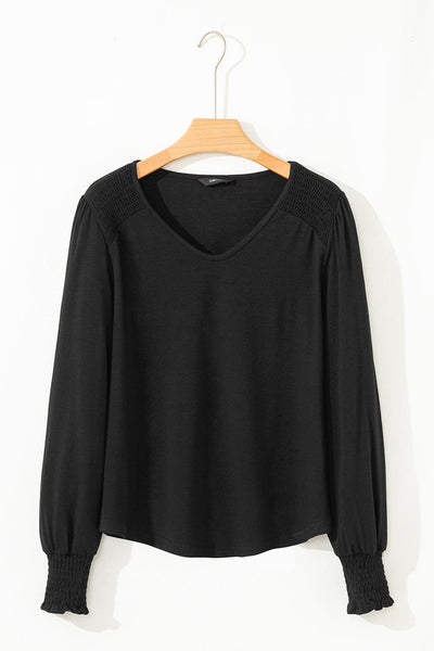 Chic Women's V-Neck Long Sleeve Top in Soft Fabric - Perfect for Casual or Office Wear, Available in Elegant Colors