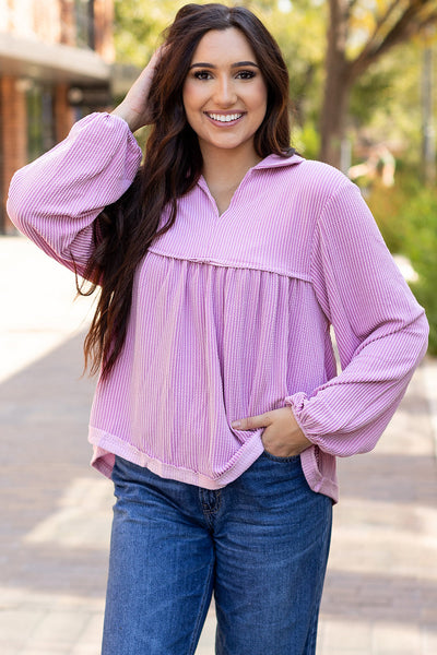 Pastel Flowy Babydoll Blouse for Women - Short Sleeves, Effortless Style, Perfect for Casual Outings and Summer Days
