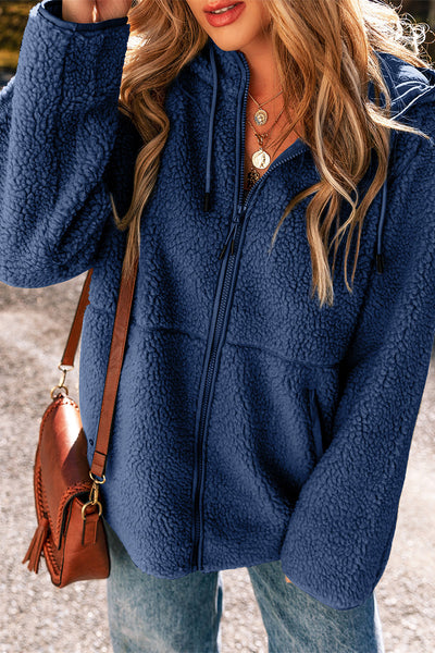 Cozy Fleece Zip-Up Hoodie Jacket for Women - Stylish Casual Layering for Everyday Comfort and Adventures