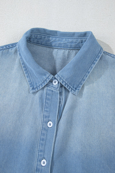 Beau Blue Women's Casual Medium Wash Denim Shirt Dress - Classic Style, Relaxed Fit, Ideal for Any Occasion