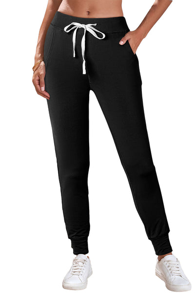 Stylish Women's Black Joggers with Pockets & Drawstring Waist for Ultimate Comfort in Casual Wear