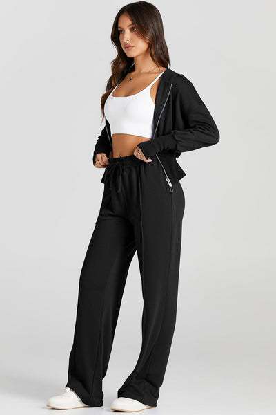 Stylish Women's Black 2-Piece Tracksuit Set Comfortable Activewear for Casual Outings and Everyday Wear