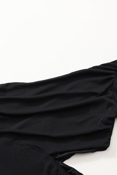 Sexy Pleated One Shoulder Solid Color Long Sleeves Mini Dress