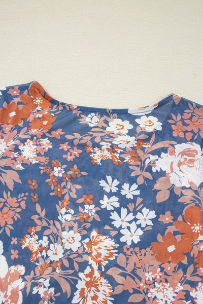Vibrant Floral Print Blouse for Women - Stylish Short Sleeve Top with Flattering Fit for Effortless Everyday Elegance