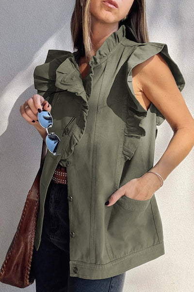 Stylish Women's Classic Blue Denim Vest Jacket - Versatile Casual Layer for Everyday Fashion and Layering Needs