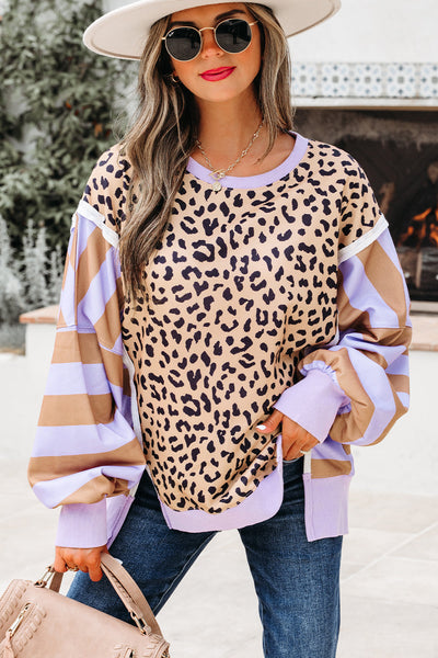 Cozy Women's Patchwork Sweatshirt - Trendy Casual Layering Top in Soft Fabric for Everyday Comfort and Style