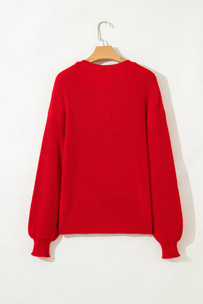 Stylish Red V-Neck Sweater for Women - Cozy Everyday Wear and Perfect for Seasonal Layering