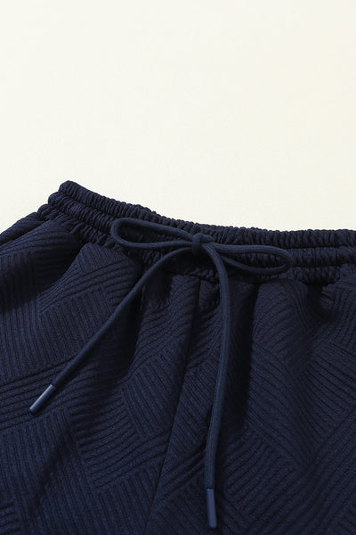 Women's Navy Blue Ultra Loose Textured 2-Piece Slouchy Set for Effortless Comfy Casual Wear
