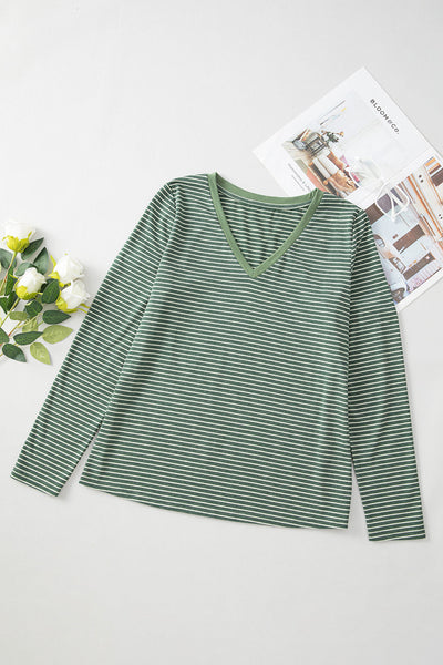 Casual Chic Women's Striped Long Sleeve Top in Lightweight Fabric - Ideal for Everyday Wear and Effortless Layering