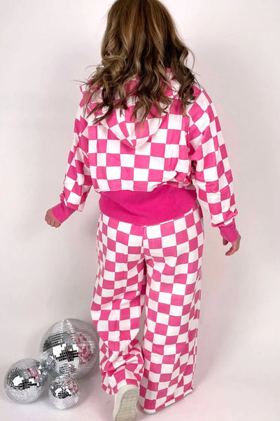 Cozy Women's Red Checkered Half Zip Hoodie - Stylish Casual Top for Everyday Comfort and Effortless Style