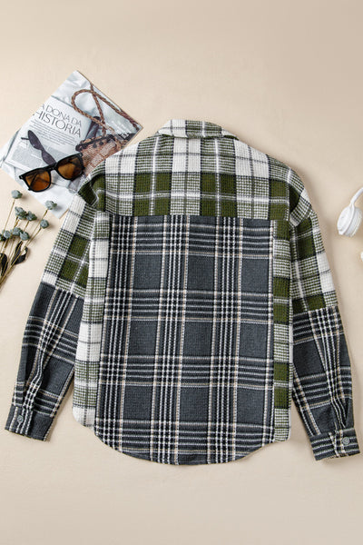 Women's Oversized Plaid Shacket Jacket - Trendy Layering Piece for Casual Fall Fashion in Warm Tones