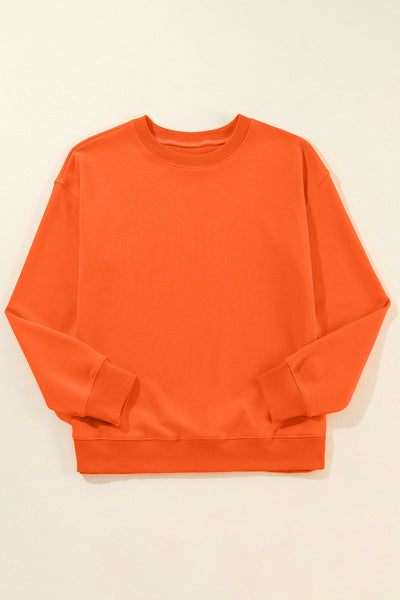 Women's Cozy Orange Classic Crewneck Sweatshirt - Casual Fit for Effortless Everyday Comfort and Style