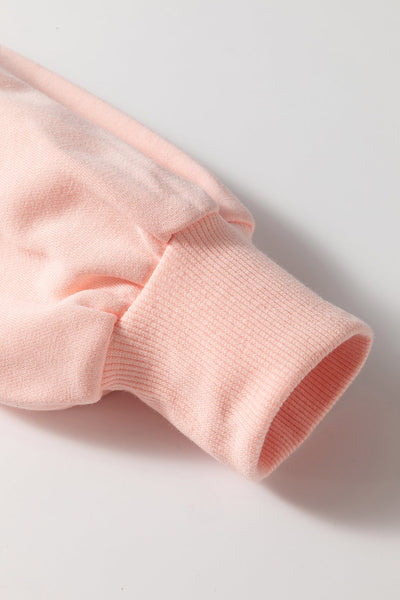Trendy Oversized Apricot Pink Sweatshirt for Women with Sequined Bowknot - Stylish Comfort for Casual Wear