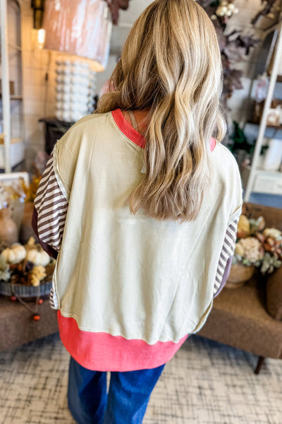 Women's Color Block Dolman Sweatshirt with Side Slits