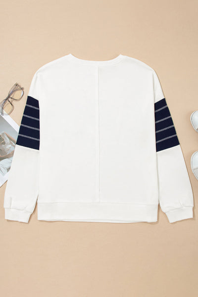 Women's Relaxed Color Block Sweatshirt with Exposed Seams
