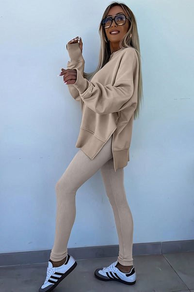 Chic Women's Oversized Sweatshirt and Leggings Set in Cozy Fabric Perfect for Casual Comfort and Stylish Lounging