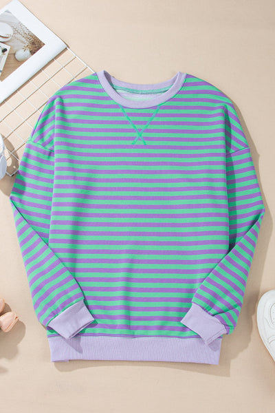 Cozy Women's Casual Striped Sweatshirt in Soft Fabric - Perfect for Everyday Comfort and Effortless Style
