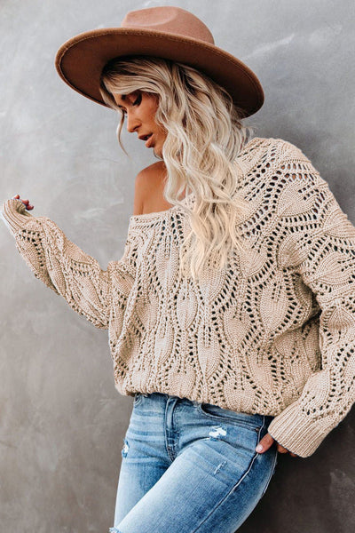 Chic Women's Hollow Out Sweater in Soft Knit - Breathable Casual Style for Year-Round Comfort and Versatility