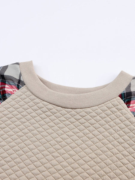 Casual Plaid Splicing Button Decor Long Sleeve Knit Hoodie