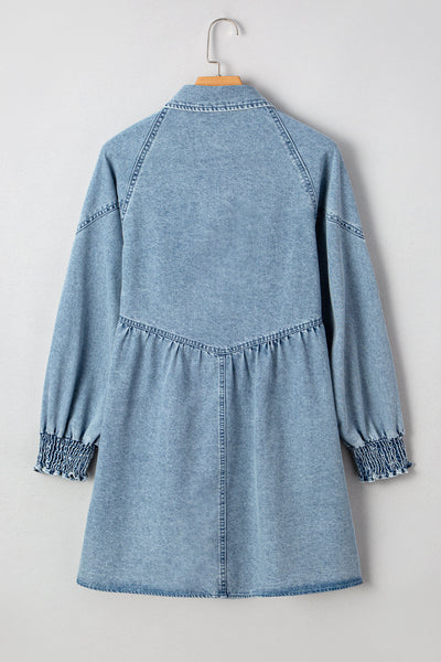 Stylish Women's Blue Denim Mini Dress with Button-Up Front, Casual Summer Essential for Everyday Wear and Outings