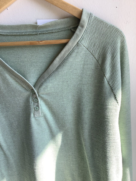 Vintage Sage Henley Long Sleeve Shirt
