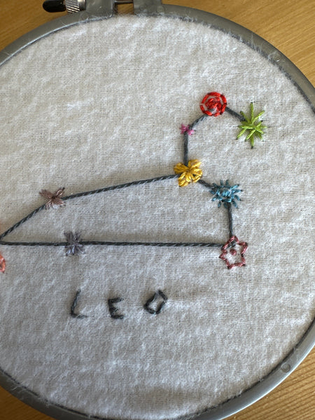 Handmade Leo Embroidered Wall Art