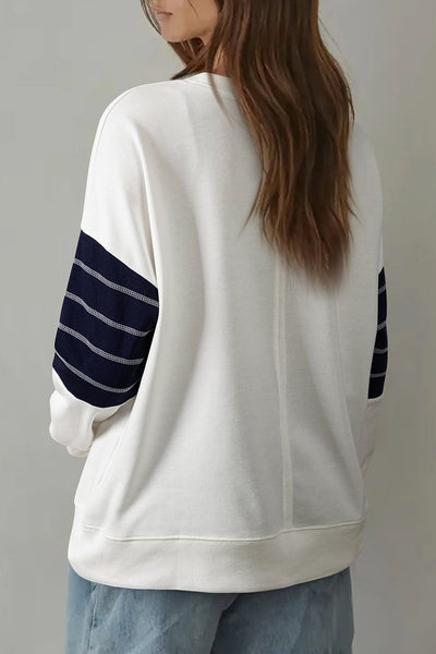 Women's Relaxed Color Block Sweatshirt with Exposed Seams