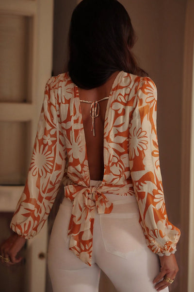 Lightweight Women's Orange Floral Blouse - Stylish Short Sleeve Summer Top with Relaxed Fit for Effortless Comfort