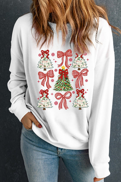 Women's Vintage Ribbon Tree Graphic Sweatshirt in Winter White