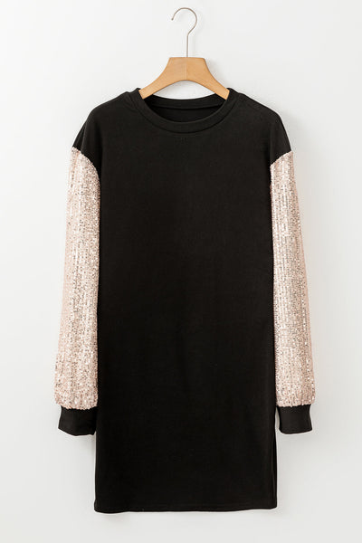 Chic Women's Sparkling Sequin T-Shirt Dress - Flattering Fit for Parties or Casual Everyday Style in Elegant Colors