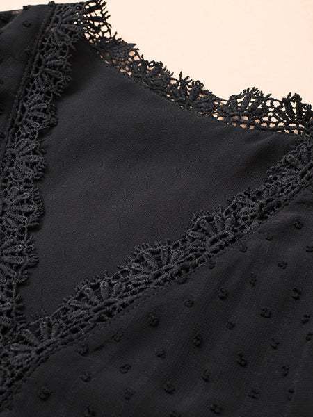 Chic Lace Panel Long Sleeve Blouse