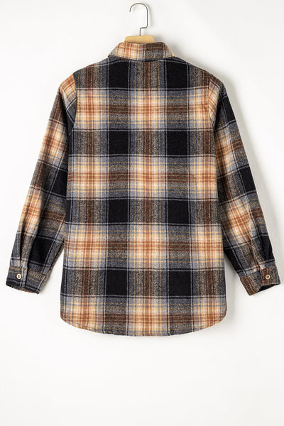 Women's Black and Olive Plaid Oversized Shacket with Rounded Hem with practical styling and dependable silhouette control.
