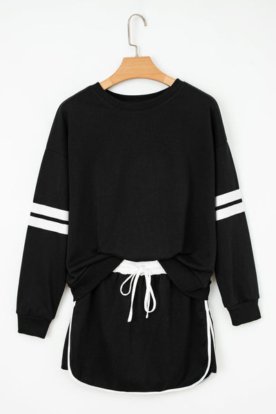 Chic Women's Varsity Sweatshirt and Skirt Set in Soft Fabric - Stylish Casual Outfit for Effortless Everyday Wear