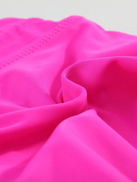 Women's Sunrise Neon Pink Swim Boardshorts with Drawstring