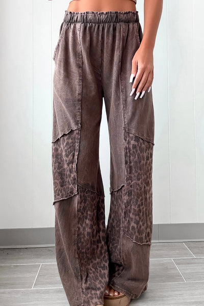 Mineral Wash Coffee Leopard Patchwork Wide-Leg Pants with practical styling and dependable silhouette control.