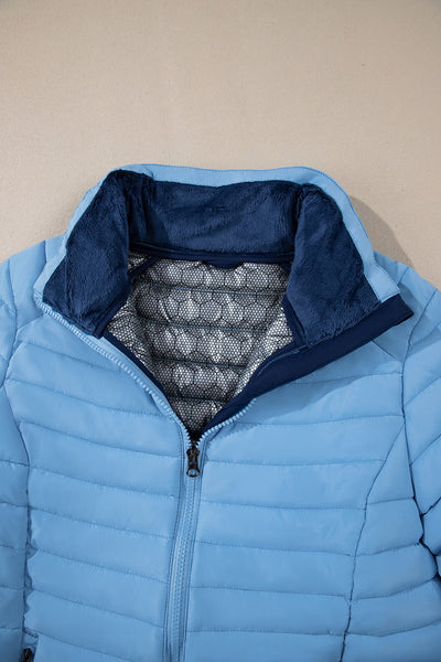 Stylish Women's Solid Quilted Puffer Jacket - Warm Zip-Up Outerwear in Classic Colors for Cold Weather Adventures