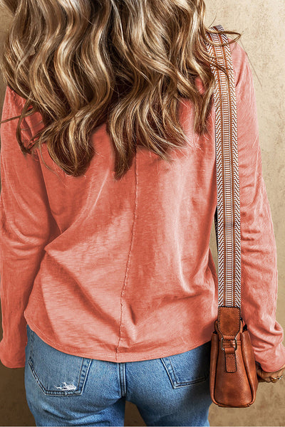 Women's Lightweight Floral Long Sleeve T-Shirt - Relaxed Fit for Effortless Spring & Summer Casual Style