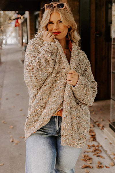 Plus Size Women's Cozy Heathered Green Knit Cardigan - Open Front for Effortless Layering and Stylish Comfort