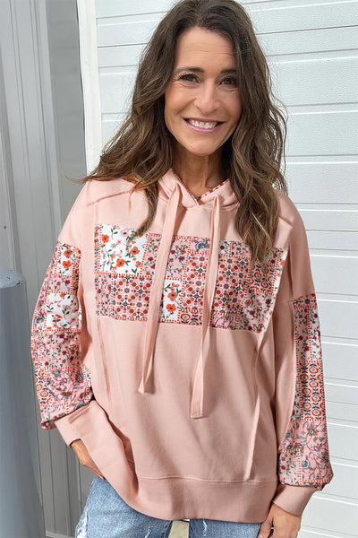 Cozy Women's Floral Patchwork Hoodie - Vibrant Casual Jacket with Relaxed Fit for Effortless Everyday Style