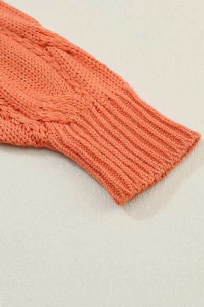 Classic Cable Knit Open-Front Cardigan with Ribbed Trim