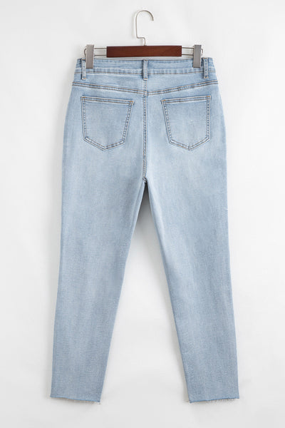 Classic Blue Distressed Skinny Jeans for Women - Trendy, Comfortable Everyday Style with a Flattering Fit