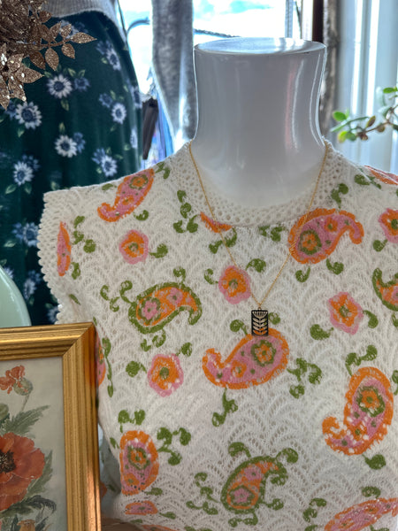 Standout Boutique Folk Flower 14k Gold Bond Necklace