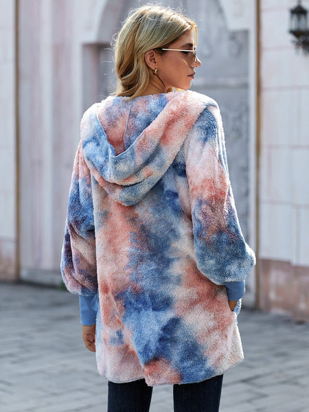 Cozy Colorful Jacket with Hood, Stylish Zippered Drawstring Outerwear for Women