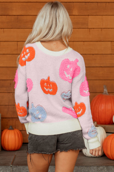 Vibrant Orange Cozy Pumpkin Sweater for Women - Trendy Relaxed Fit Autumn Knit Jumper for Stylish Fall Looks