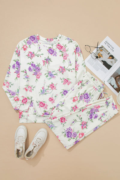 Stylish Women's Floral Lounge Set - Comfortable Relaxed Fit for Home Relaxation or Casual Outings