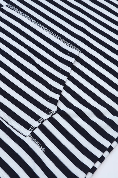 Classic Striped Kangaroo Pocket Hoodie with Drawstring