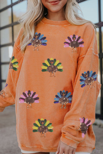 Sequined Turkey Ribbed Corduroy Oversized Sweatshirt with practical styling and dependable silhouette control.